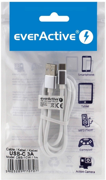 Кабель Everactive USB Type-A - USB Type-C M/M 1 м White (5903205770707)