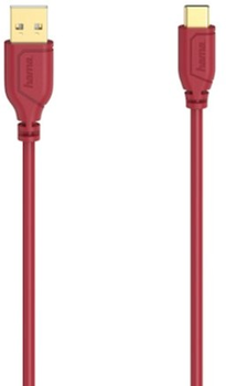 Kabel Hama USB Type-A - USB Type-C M/M 0.75 m Red (4047443442888)