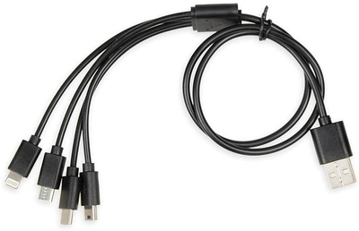 Кабель iBOX USB Type-A - 2 x micro-USB + Lightning + USB Type-C M/M 0.6 м Black (5901443053743)