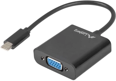 Kabel adapter Lanberg USB Type-C - VGA M/F 0.15 m Black (5901969418507)