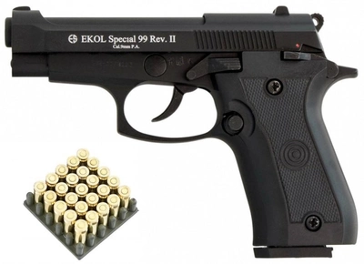 Стартовый шумовой пистолет Ekol Special 99 Rev-2 + 20 холостых патронов (9 mm)