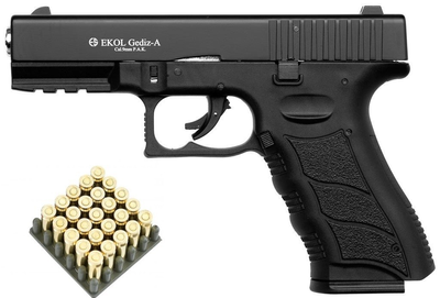 Стартовий шумовий пістолет Ekol Gediz-A Black + 20 холостих набоїв (9 мм)