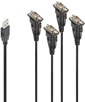 Kabel adapter Lindy USB Type-A - 4 x RS232 M/M 0.94 m Black (4002888426752)