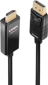 Kabel adapter Lindy DisplayPort - DVI M/M 3 m Black 4K 60Hz (4002888414913)
