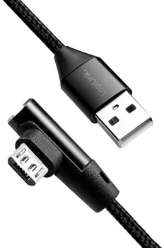 Kabel kątowy LogiLink USB Type-A - micro-USB M/M 0.3 m Black (4052792052688)