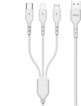 Kabel MS USB Type-A - USB Type-C + Lightning + micro-USB M/M 1 m White (3856005187188)