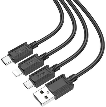 Кабель Msonic 3 в 1 micro-USB - USB Type-C - Lightning 1 м Black (4718308535730)