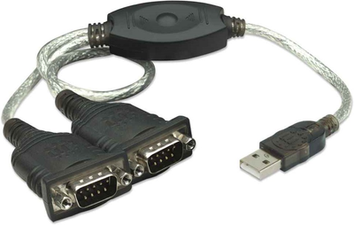 Kabel adapter Manhattan USB Type-A - 2 x RS232 0.45 m Black (766623174947)