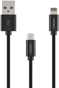 Kabel Natec USB Type-A - Lightning + micro-USB M/M 1 m Black (5901969411737)