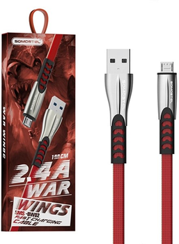 Kabel Somostel USB Type-A - micro-USB 2A 1 m Red (5902012967805)