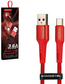 Kabel Somostel USB Type-A - micro-USB 3.6A 1 m Red (5902012966723)