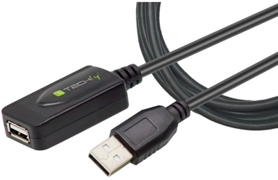 Kabel przedłużacz Techly USB Type-A M/F 5 m Black (8059018362213)