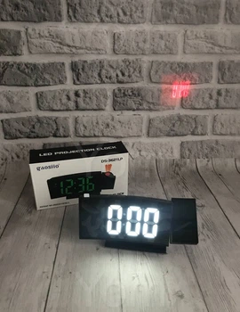 Настольные проекционные часы термометр Gaosiio DS-3621 с потолочной проекцией, температура, будильник белая подсветка