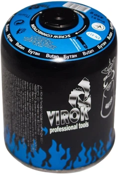 Газовий балон 1-разовий Virok (EN417) з різьбленням (7/16) 450 г/900 мл для плит/кемпінгу (44V159)