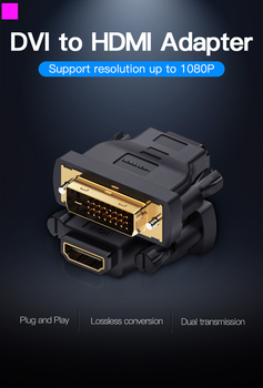 Adapter Vention HDMI F - DVI m Black (6922794737945)