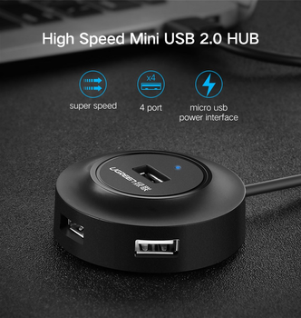 USB Hub UGREEN CR106 USB 2.0 4 Ports HUB 1 m Black (6957303822775)