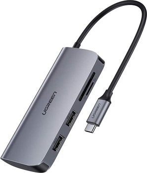 Stacja dokująca Ugreen CM212 USB 3.0 Type-C - USB 3.0 x 2 HDMI RJ-45 SD TF PD Gray (6957303858521)