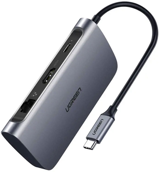 Док-станція Ugreen CM212 USB 3.0 Type-C - USB 3.0 x 2 HDMI RJ-45 SD TF PD Gray (6957303858521)