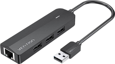 Хаб Vention USB 2.0 – 3 х USB 2.0 + RJ-45 100 м Ethernet (6922794747302)