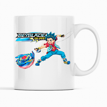 Біла чашка (кухоль) з оригінальним принтом гри Beyblade "Дзига Beyblade burst - Бейблейд берст. Волт Аой" К001608