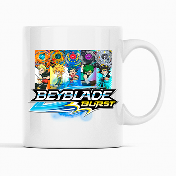 Біла чашка (кухоль) з оригінальним принтом гри Beyblade "Дзига Beyblade burst - Бейблейд берст. Персонажі" К001617
