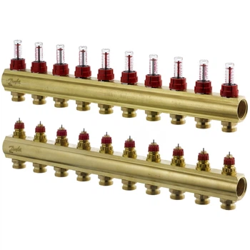 Колектор для теплої підлоги DANFOSS 10 контурів з витратомірами 1"/3/4" FHF 088U0530