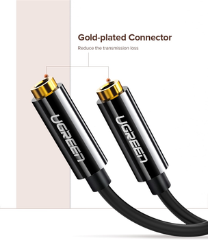 Кабель Ugreen AV134 3.5 мм Male to 2 Female Audio Cable 25 см Black (6957303828166)