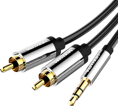 Kabel Vention AUX 3.5 mm m - 2 x RCA m 5 m Black (6922794734388)