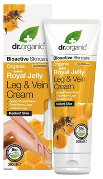 Krem Dr.Organic Royal Jelly Leg & Vein łagodzący do ciężkich i zmęczonych nóg z organicznym mleczkiem pszczelim 200 ml (5060176673298)