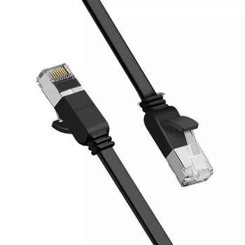 Интернет кабель Ugreen Cat 6 UTP Ethernet плоский сетевой шнур патч-корд 1000 Mbps 1 м Black (NW101)