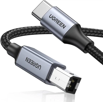 Кабель Ugreen USB-C to USB type B 2.0 Printer Cable для принтерів, сканерів, БФП 1.5 м Black (US370)