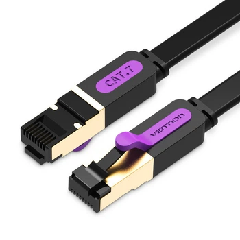 Сетевой кабель Ethernet RJ45 САТ 7 патч-корд Vention плоский 2 м Black (ICABH)