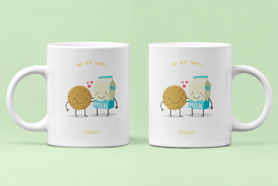 Парные чашки кружки The best couple ever пряник и молочко пара для Влюблённых Белая 330 мл