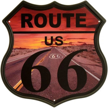 Металева табличка "Route US 66 (Захід Сонця)" (ms-104183)