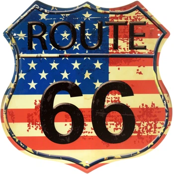 Металева табличка "Route 66 (Flag Of The United States)" (ms-104187)