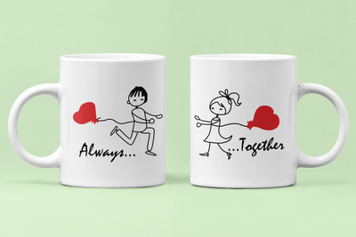 Парні чашки кружки Завжди разом Always together для Закоханих Біла 330 мл