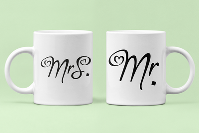 Парные чашки кружки Mr and Mrs Мистер и Миссис для Влюблённых Белая 330 мл