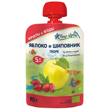 Дитяче пюре Fleur Alpine Яблуко та шипшина 90 г (5024688001055)