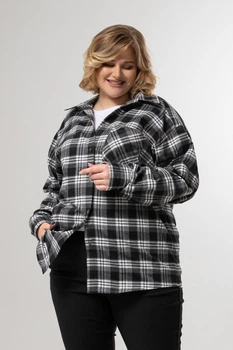 Рубашка Ukreina Хлопковая с легкой байкой 2-3XL Черно-белая U23RUB1199