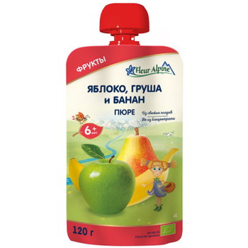 Детское пюре Fleur Alpine Яблоко Груша Банан 120 г (5024688001086)