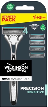 Станок Wilkinson Sword Quattro Essential 4 Precision Sensitive + 5 картриджів (4027800299805)