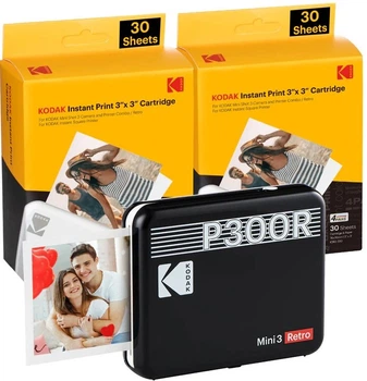 Фотопринтер Kodak Mini 3 Retro Чёрный 3 x 3 + 60 листов (0192143003380)