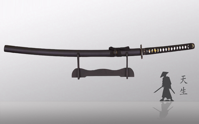 Самурайский меч Катана DARK RIKUGUN KATANA на Подставке