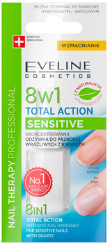 Кондиціонер для нігтів Eveline Cosmetics Nail Therapy Professional 8 в 1 Sensitive Total Action зміцнюючий 12 мл (5901761938111)