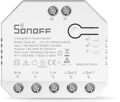 Inteligentny przełącznik Sonoff DUALR3 Wi-Fi z podwójnym przekaźnikiem i pomiarem mocy (6920075775402)