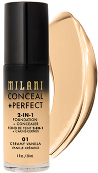 Тональна основа-консилер Milani Conceal + Perfect 2 in 1 Foundation + Concealer маскуюча 01 Creamy Vanilla 30 мл (717489700016)