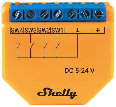 Kontroler Shelly "Plus i4 DC" z Wi-Fi i czterema wejściami cyfrowymi (3800235265543)