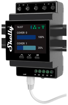 Контролер Shelly "Pro Dual Cover / Shutter PM" 2 незалежні канали керування облік електроенергії (3800235268124)