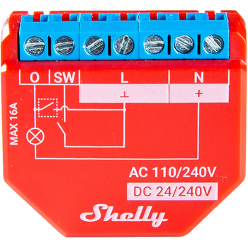Розумний перемикач Shelly "Plus 1PM" Wi-Fi одноканальний 16 А облік електроенергії (3800235265017)