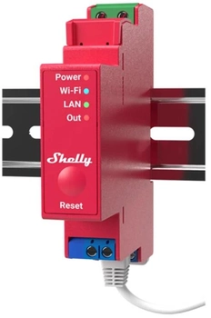 Розумний перемикач Shelly "Pro 1PM" LAN Wi-Fi і BT одноканальний 16 A облік електроенергії (3800235268018)